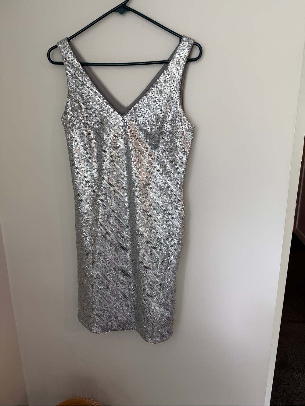 Banana Republic Silver Sequin V-Neck Women's Dress